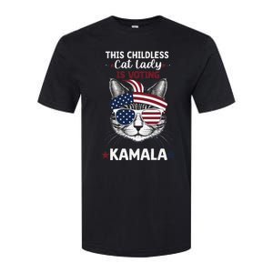 This Childless Cat Lady Ladies Is Voting Kamala Election 24 Softstyle CVC T-Shirt