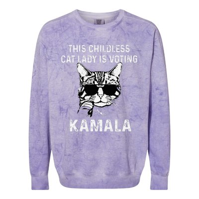 This Childless Cat Lady Is Voting Kamala 2024 Colorblast Crewneck Sweatshirt