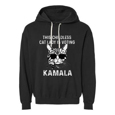 This Childless Cat Lady Is Voting Kamala 2024 Garment-Dyed Fleece Hoodie