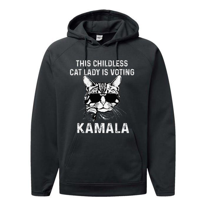 This Childless Cat Lady Is Voting Kamala 2024 Performance Fleece Hoodie