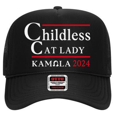 This Childless Cat Lady Is Voting Kamala Election 2024 High Crown Mesh Back Trucker Hat