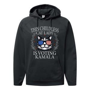 This Childless Cat Lady Is Voting Kamala Premium Performance Fleece Hoodie