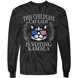 This Childless Cat Lady Is Voting Kamala Premium Tie-Dye Long Sleeve Shirt