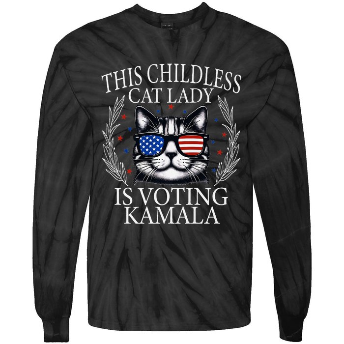 This Childless Cat Lady Is Voting Kamala Premium Tie-Dye Long Sleeve Shirt