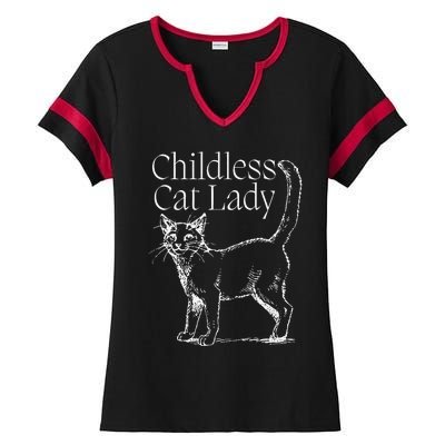 This Childless Cat Lady Ladies Is Voting Kamala Harris 2024 Ladies Halftime Notch Neck Tee