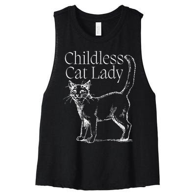 This Childless Cat Lady Ladies Is Voting Kamala Harris 2024 Women's Racerback Cropped Tank