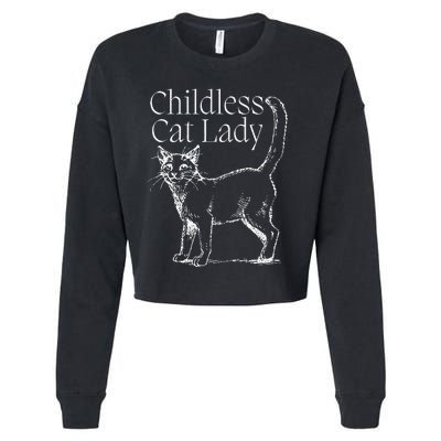 This Childless Cat Lady Ladies Is Voting Kamala Harris 2024 Cropped Pullover Crew