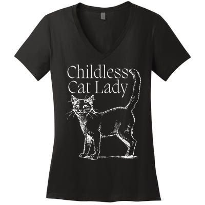 This Childless Cat Lady Ladies Is Voting Kamala Harris 2024 Women's V-Neck T-Shirt