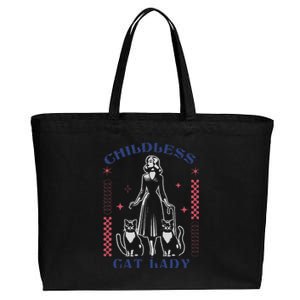 This Childless Cat Lady Ladies Is Voting Retro 2024 Usa Cotton Canvas Jumbo Tote