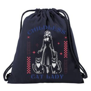 This Childless Cat Lady Ladies Is Voting Retro 2024 Usa Drawstring Bag