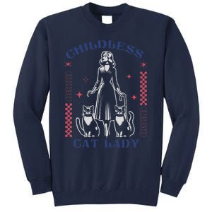 This Childless Cat Lady Ladies Is Voting Retro 2024 Usa Tall Sweatshirt