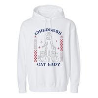 This Childless Cat Lady Ladies Is Voting Retro 2024 Usa Garment-Dyed Fleece Hoodie