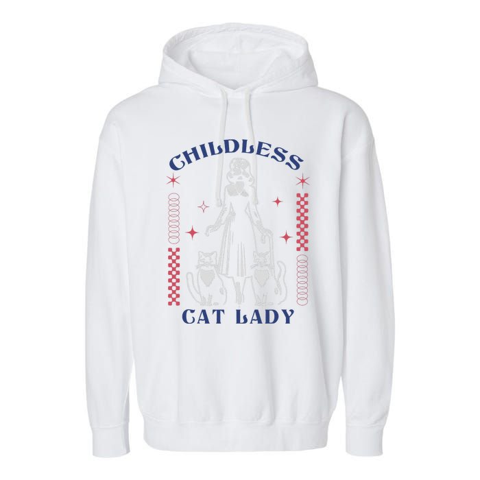 This Childless Cat Lady Ladies Is Voting Retro 2024 Usa Garment-Dyed Fleece Hoodie