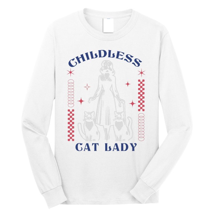 This Childless Cat Lady Ladies Is Voting Retro 2024 Usa Long Sleeve Shirt