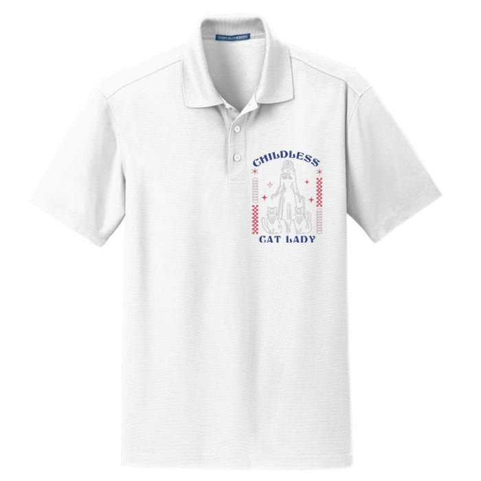 This Childless Cat Lady Ladies Is Voting Retro 2024 Usa Dry Zone Grid Polo