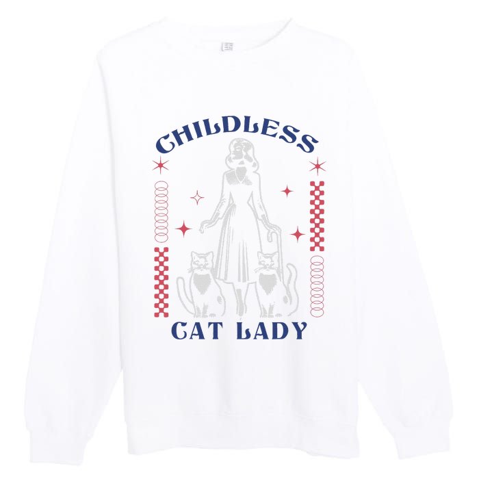 This Childless Cat Lady Ladies Is Voting Retro 2024 Usa Premium Crewneck Sweatshirt