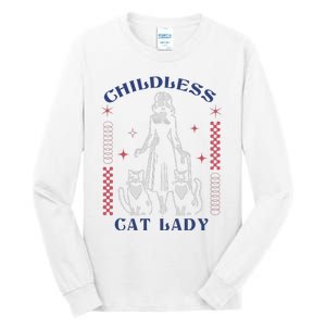 This Childless Cat Lady Ladies Is Voting Retro 2024 Usa Tall Long Sleeve T-Shirt