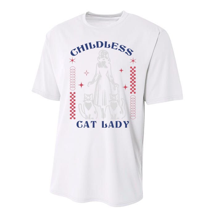 This Childless Cat Lady Ladies Is Voting Retro 2024 Usa Performance Sprint T-Shirt