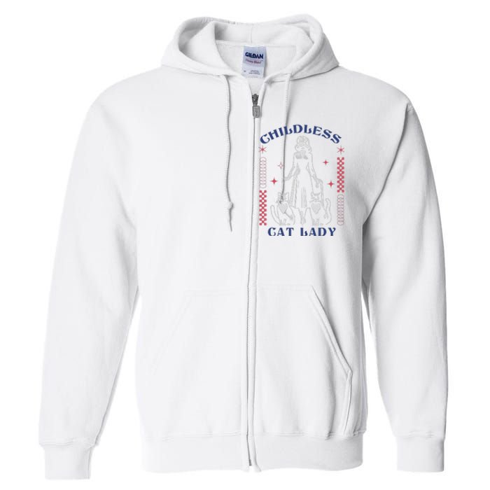 This Childless Cat Lady Ladies Is Voting Retro 2024 Usa Full Zip Hoodie