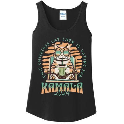 This Childless Cat Lady Is Voting Kamala Harris 2024 Ladies Essential Tank