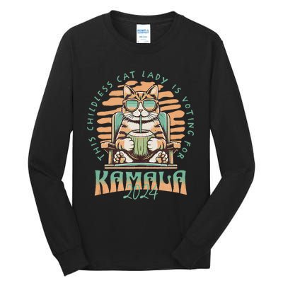 This Childless Cat Lady Is Voting Kamala Harris 2024 Tall Long Sleeve T-Shirt