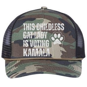 This Childless Cat Lady Is Voting Kamala Retro Rope Trucker Hat Cap