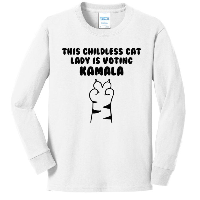 This Childless Cat Lady Is Voting Kamala Kids Long Sleeve Shirt