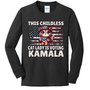 This Childless Cat Lady Is Voting Kamala Kids Long Sleeve Shirt