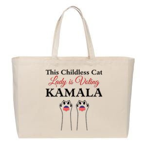 This Childless Cat Lady Is Voting Kamala Cotton Canvas Jumbo Tote