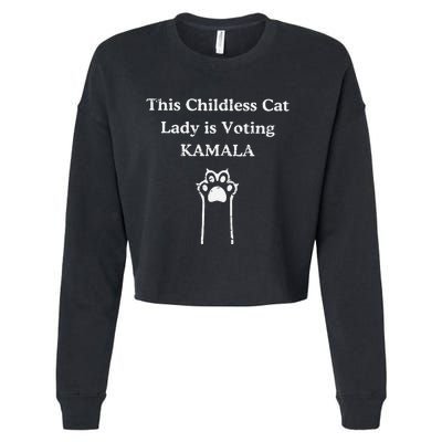 This Childless Cat Lady Is Voting Kamala Cropped Pullover Crew