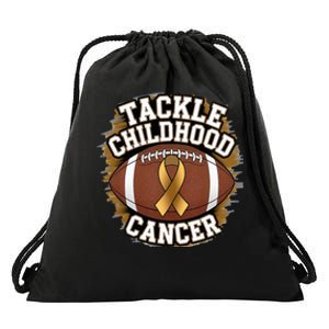 Tackle Childhood Cancer Gold Ribbon Childs Cancer Awareness Drawstring Bag