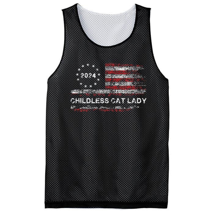 The Childless Cat Lady 2024 For President Us Flag Vintage Mesh Reversible Basketball Jersey Tank