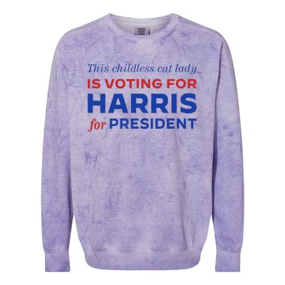 This Childless Cat Lady Is Voting Harris For President 2024 Colorblast Crewneck Sweatshirt