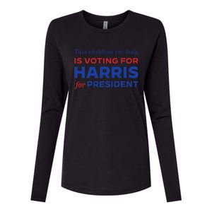 This Childless Cat Lady Is Voting Harris For President 2024 Womens Cotton Relaxed Long Sleeve T-Shirt