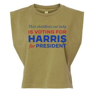 This Childless Cat Lady Is Voting Harris For President 2024 Garment-Dyed Women's Muscle Tee