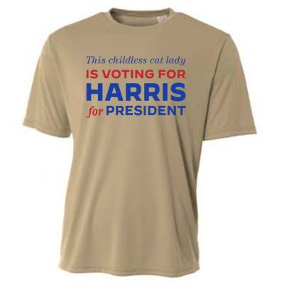 This Childless Cat Lady Is Voting Harris For President 2024 Cooling Performance Crew T-Shirt