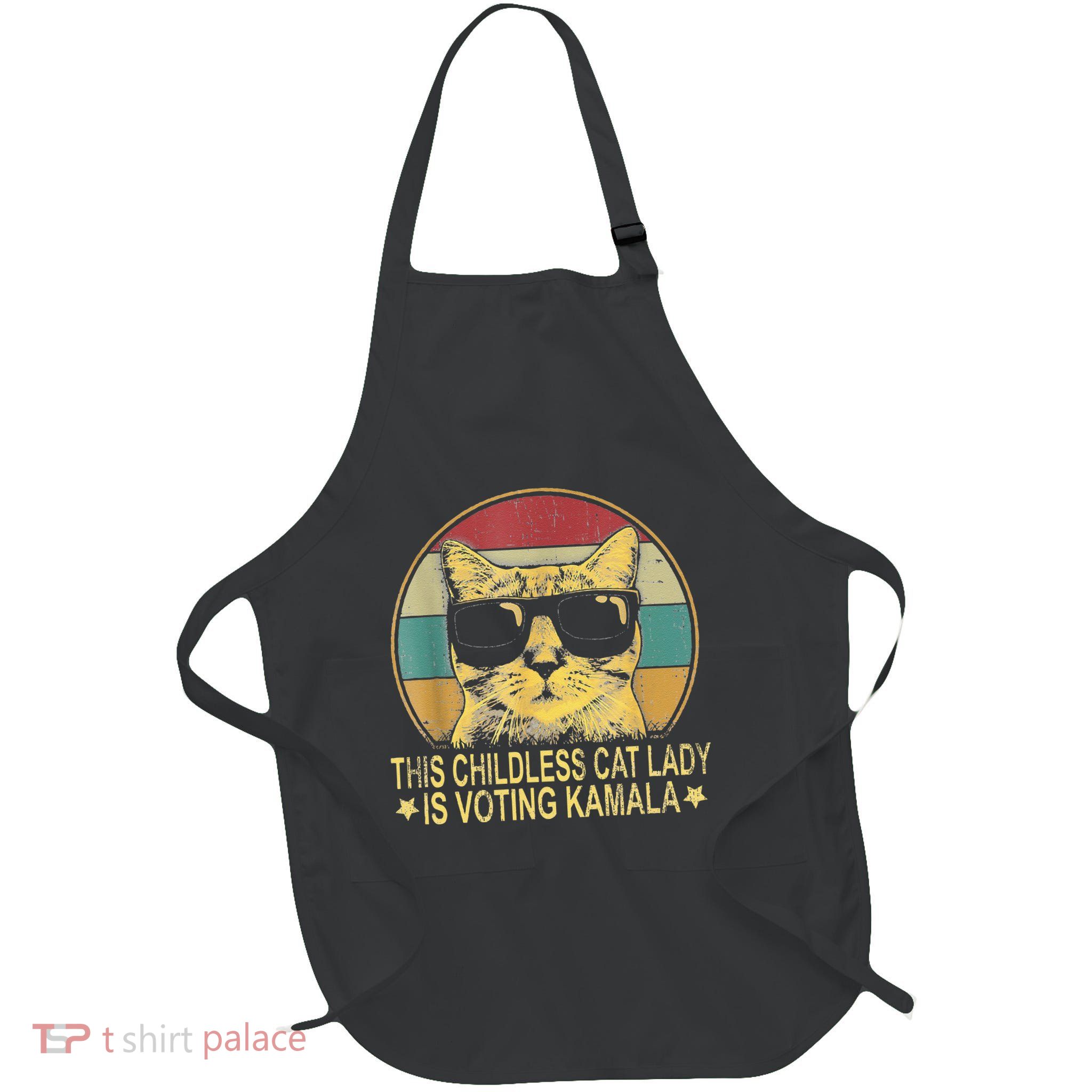 This Childless Cat Lady Is Voting Kamala Full-Length Apron With Pockets