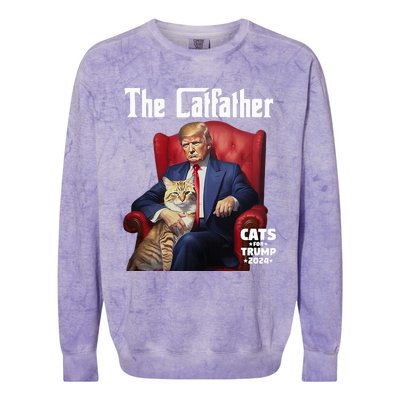 The Catfather Cat For Trump 2024 Colorblast Crewneck Sweatshirt