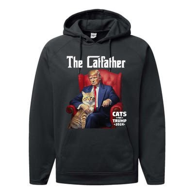 The Catfather Cat For Trump 2024 Performance Fleece Hoodie