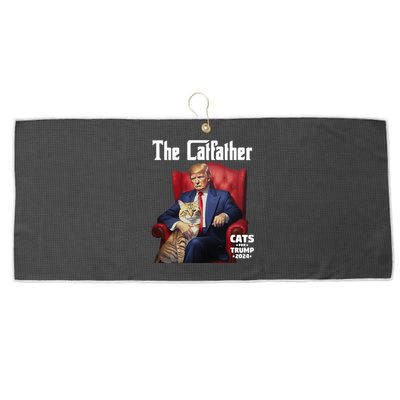 The Catfather Cat For Trump 2024 Large Microfiber Waffle Golf Towel