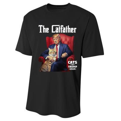 The Catfather Cat For Trump 2024 Performance Sprint T-Shirt