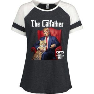 The Catfather Cat For Trump 2024 Enza Ladies Jersey Colorblock Tee