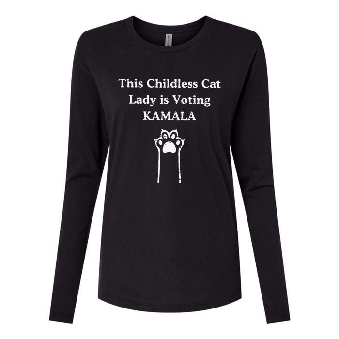 This Childless Cat Lady Is Voting Kamala Womens Cotton Relaxed Long Sleeve T-Shirt