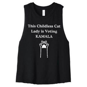 This Childless Cat Lady Is Voting Kamala Women's Racerback Cropped Tank