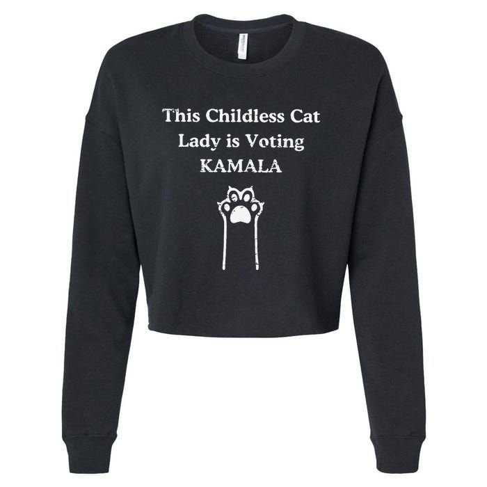 This Childless Cat Lady Is Voting Kamala Cropped Pullover Crew