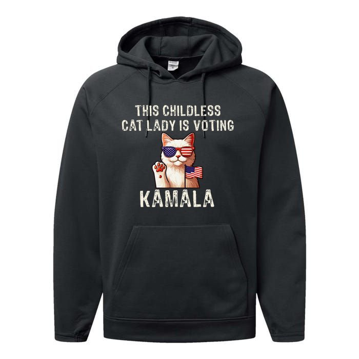 This Childless Cat Lady Is Voting Kamala 2024 Performance Fleece Hoodie