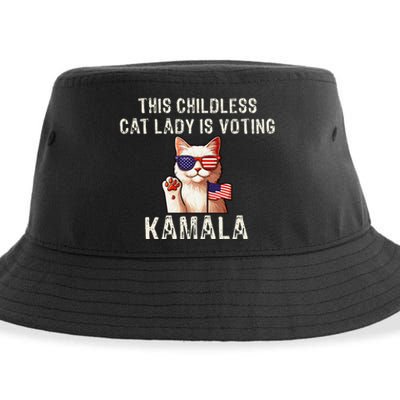 This Childless Cat Lady Is Voting Kamala 2024 Sustainable Bucket Hat