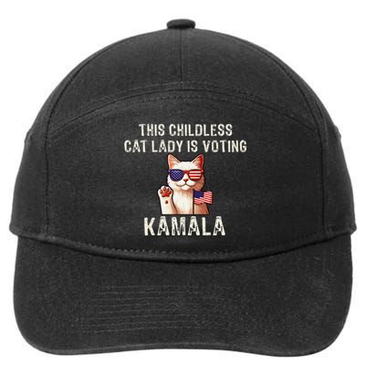 This Childless Cat Lady Is Voting Kamala 2024 7-Panel Snapback Hat