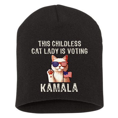 This Childless Cat Lady Is Voting Kamala 2024 Short Acrylic Beanie