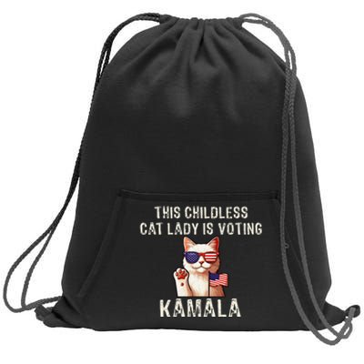 This Childless Cat Lady Is Voting Kamala 2024 Sweatshirt Cinch Pack Bag